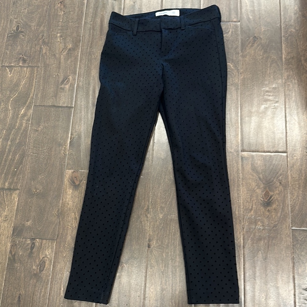 Old Navy Black Velvet Polka Dot Pixie Ankle Pants size 0